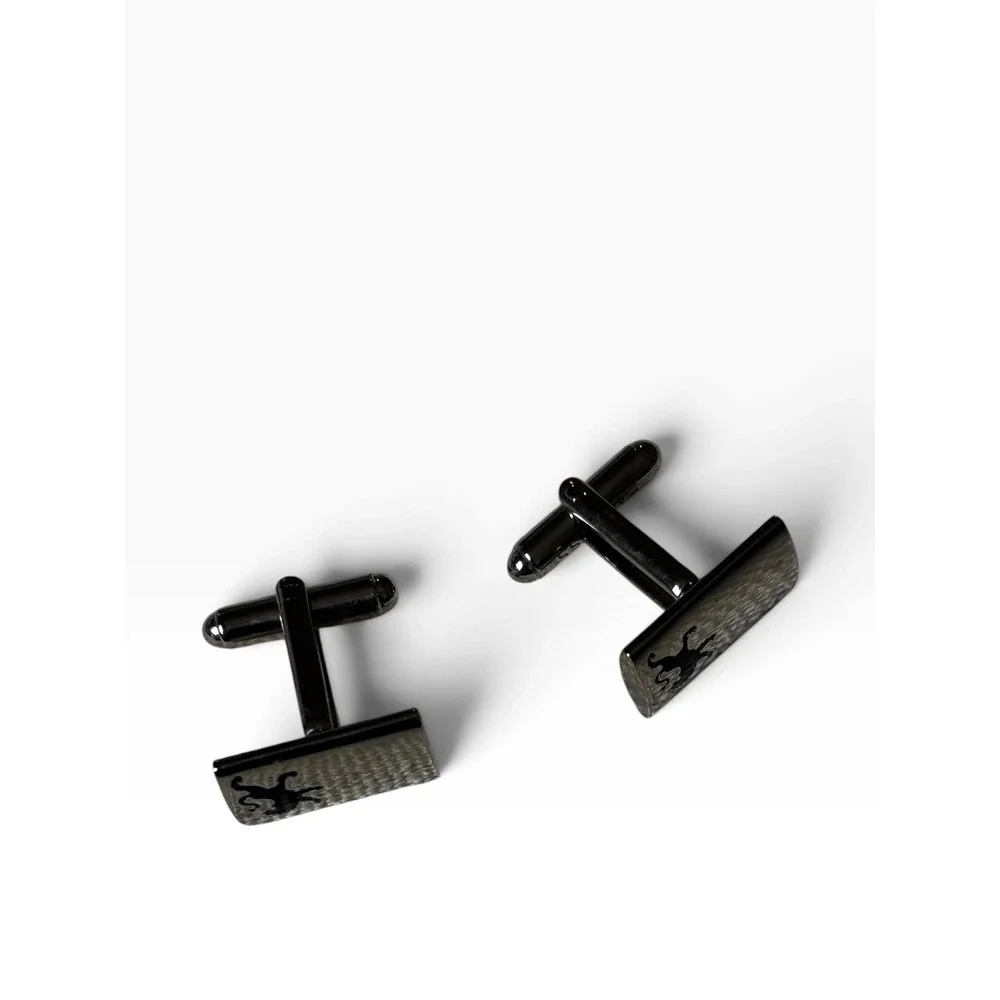 Vintage Cufflinks OS Gunmetal Lion Embossed Rectangular Formal Accessories